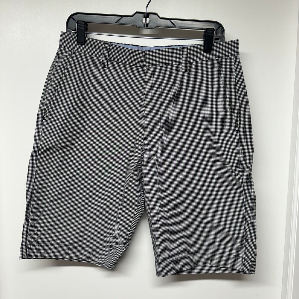 J.Crew Mens Black White Gingham Checkered Shorts Size 31 Inseam 10" Preppy